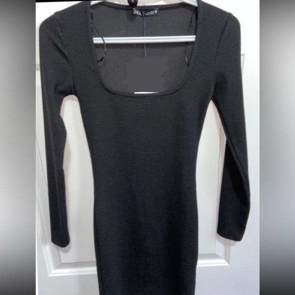 ZARA Textured Weavy Dress Black - Picture 5 of 5